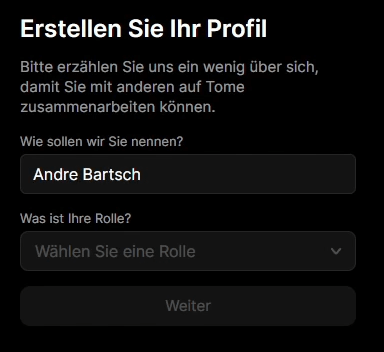 Namen eingeben und Rolle festlegen