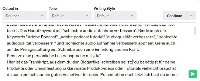 Texterstellung KI: Der spezifische ChatGPT Prompt, mit dem du deinen Blogartikel erzeugst.