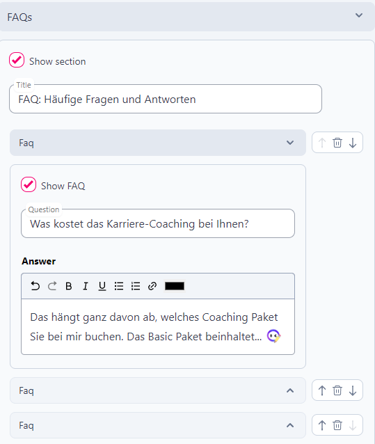 Optional: FAQ-Bereich einfügen